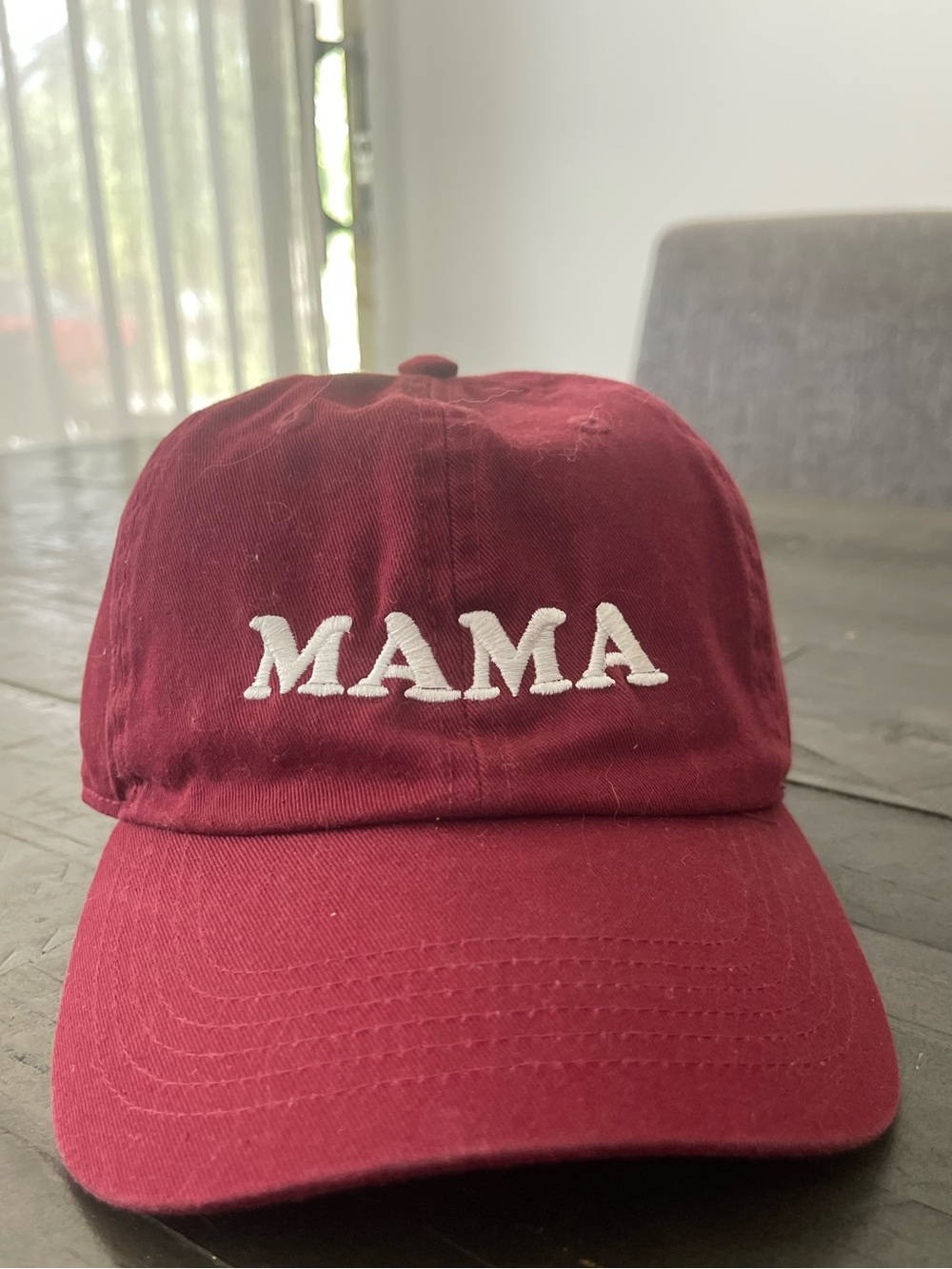 Mama Embroidered Burgundy Kids Baseball Cap
